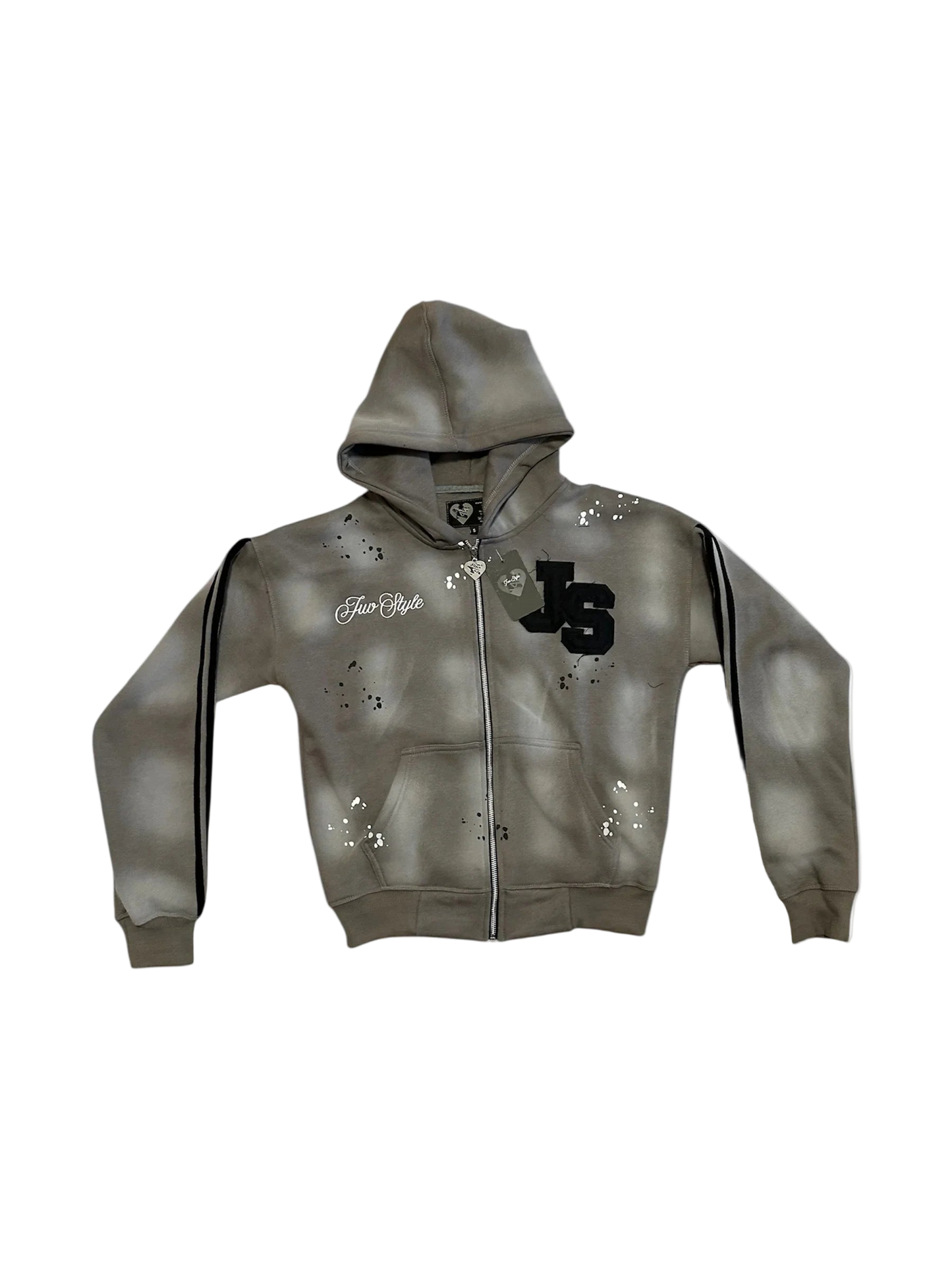 2025 New Y2K Street Hip Hop Fashion Light Grey Classic Stripe 3D Alphabet Splicing Sports Set Harajuku Fashion Set Men's Wear