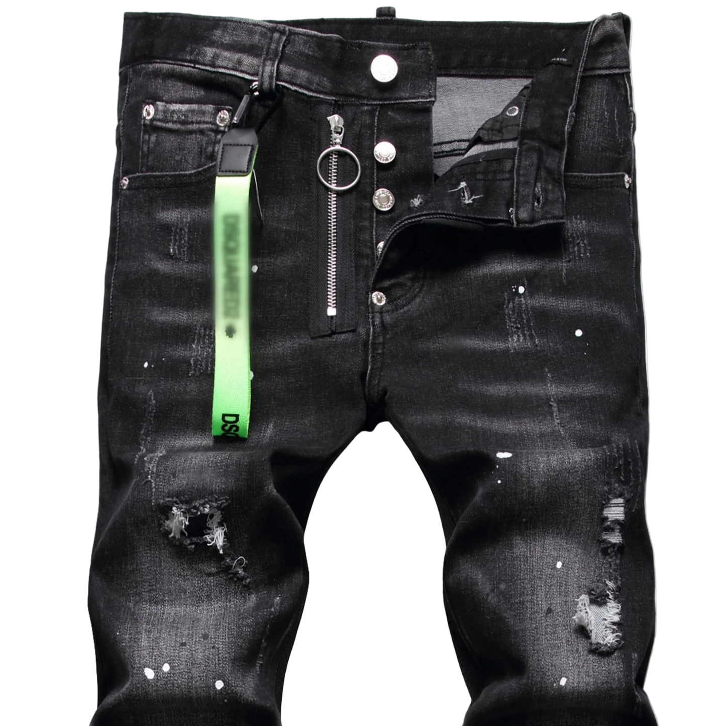 Slim fit jeans z zawieszką.