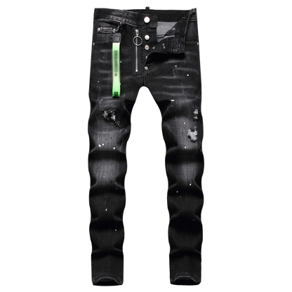 Slim fit jeans z zawieszką.