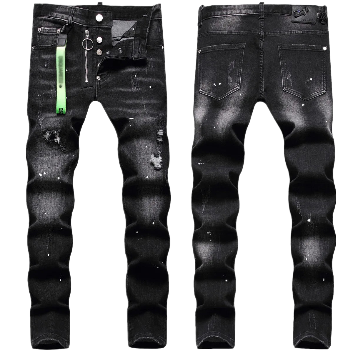 Slim fit jeans z zawieszką.