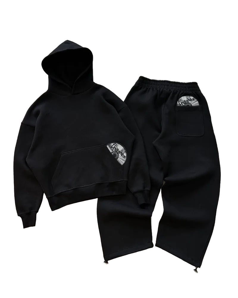 High street hip-hop men suit fashionable and popular embroidered design pullovers Gothic Harajuku loose casual suit tracksuit