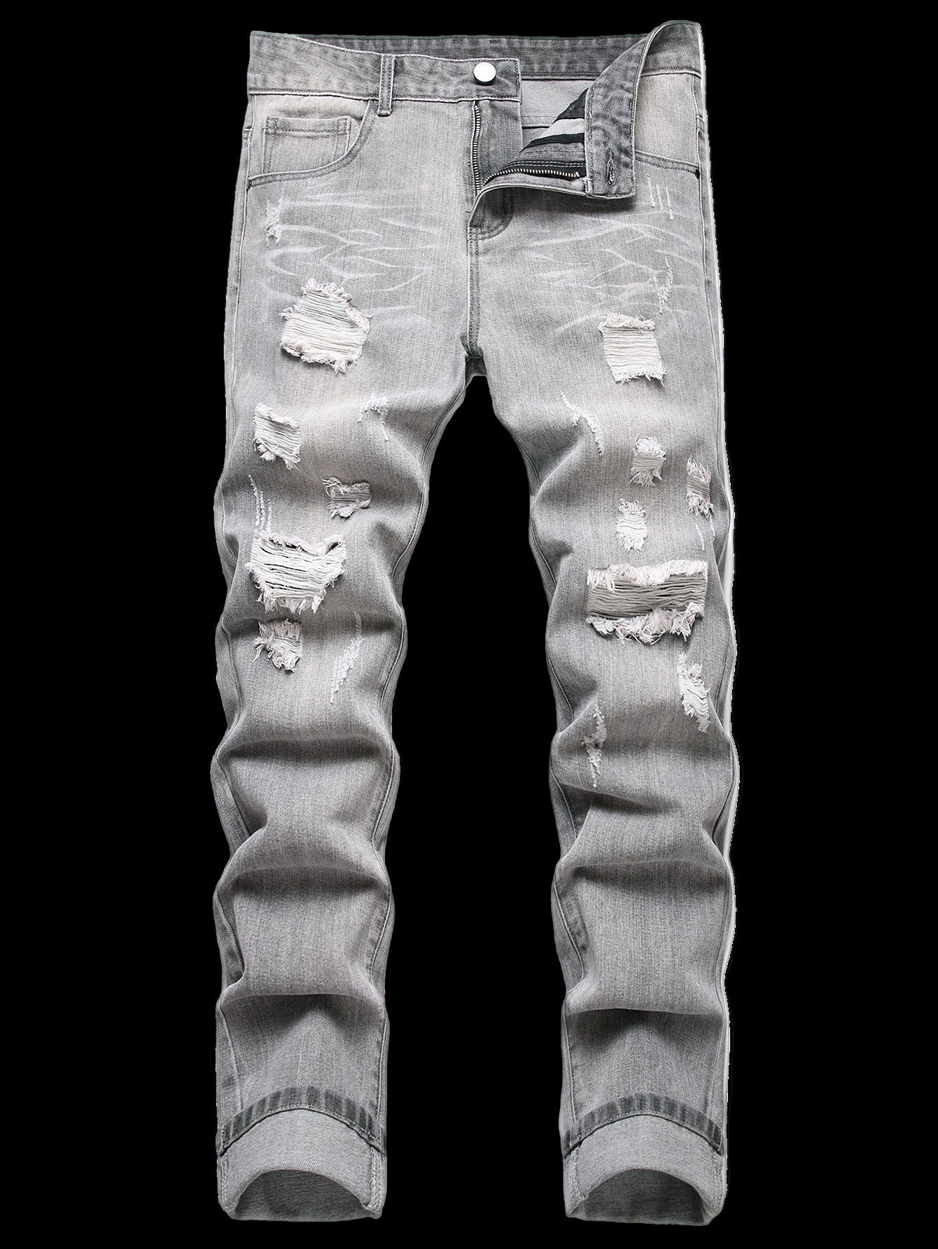 Slim fit jeans z dziurami