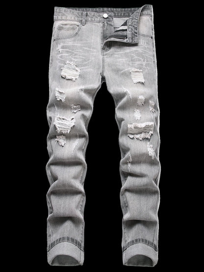 Slim fit jeans z dziurami